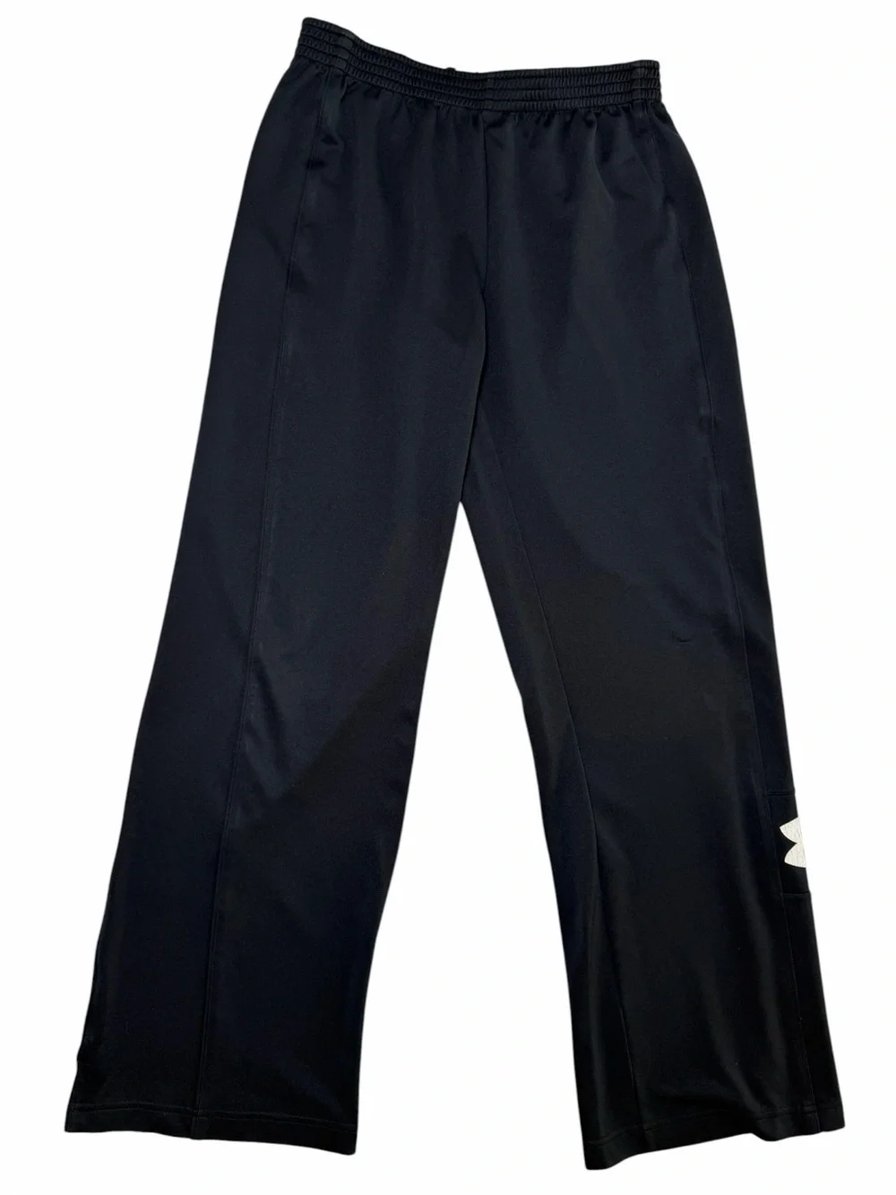Under Armour Black Performance Track Wide Leg Pants with White Logo- M